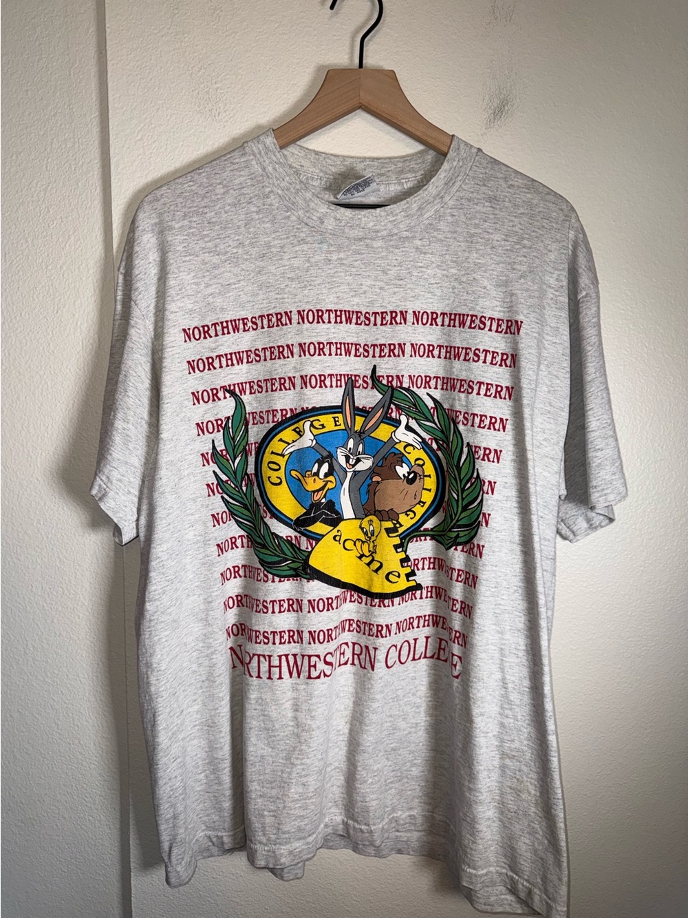 NORTHWESTERN UNIVERSITY LOONEY TOONS acme studios vintage crewneck tshirt XL